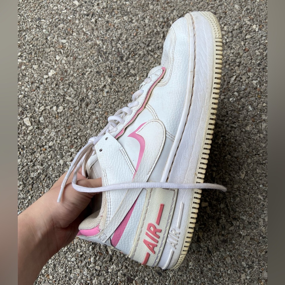 Nike Air Force 1 Sneakers Shadow Swoosh Style Pink & White Women’s 8.5
